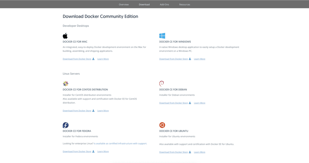 Docker download screenshot