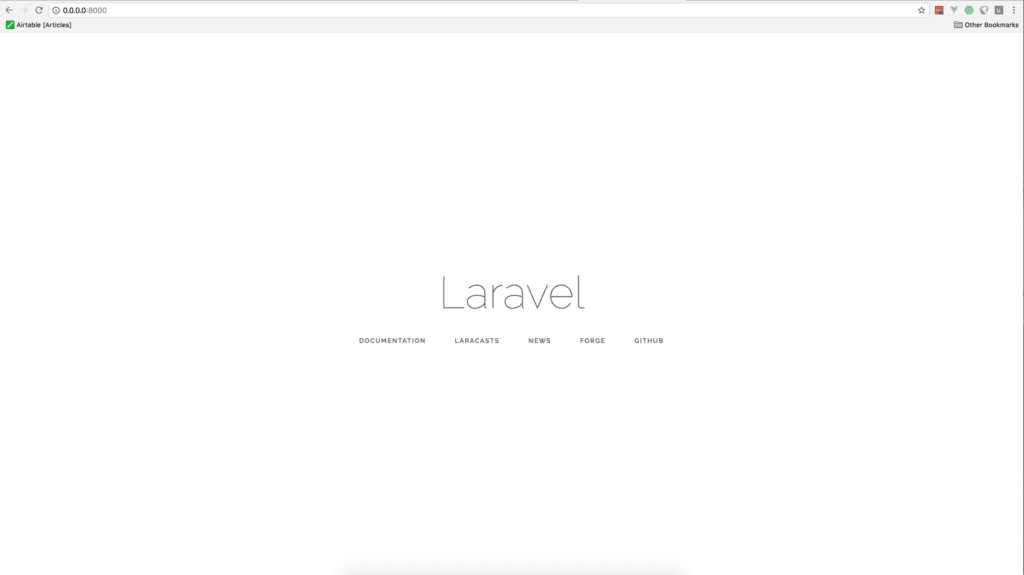 Laravel welcome page