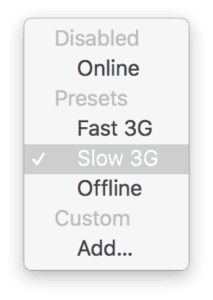 Network speed option screenshot