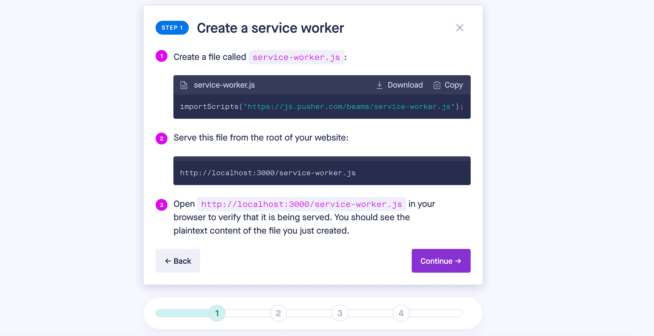 realtime results app create service worker
